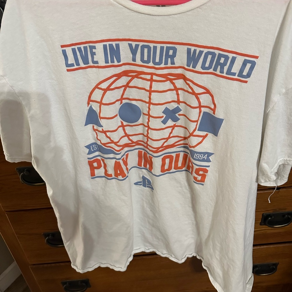Sony White and Blue Short Sleeve Tee